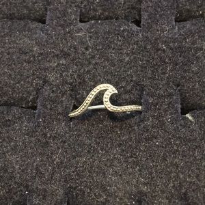 Silver Beaded Wave Ring